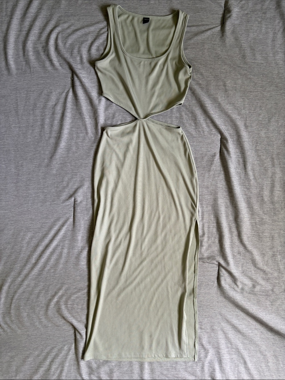 SHEIN Light Sage Cutout Tank Midi Dress